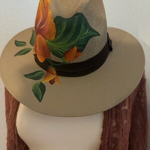 Chic Tan Fedora with Floral Accents